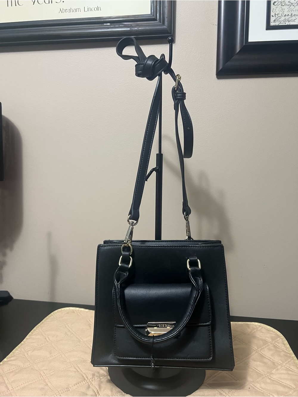 BCBGeneration Black Mini Structured Top-Handle Crossbody Bag